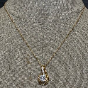 925RL Sterling Gold & CZ Vermeil Pendant on 18-inch Chain #5461